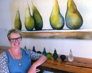Sara Paxton Artworks-Sara With Pears Oil Painting