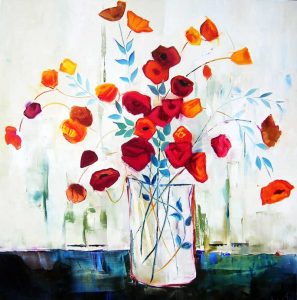 Sara Paxton Artworks-Blue Leaves-122x122cm