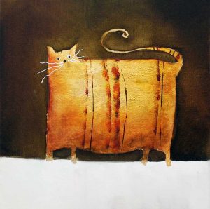 Sara Paxton Artworks-Cat in Gold-40x40cm
