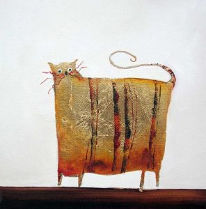 Sara Paxton Artworks-Gold Cat-30x30cm
