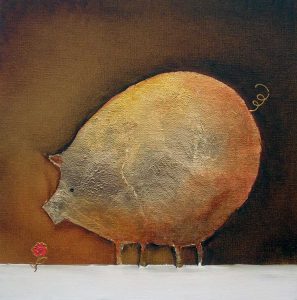 Sara Paxton Artworks-Gold Pig-30x30