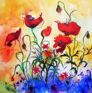 Sara Paxton Artworks-Red Energy-92x92cm