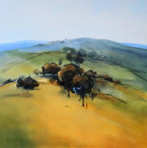 Hill Top Trees 106x106cm Oils on Canvas by Sara Paxton