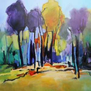 Trees in Colour - 106x106cm by Sara Paxton Artworks