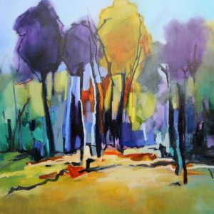 Trees in Colour 106x106cm by Sara Paxton Artworks