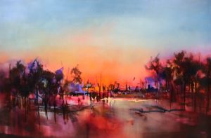 SunSetting – original oil painting by Sara Paxton, 150x100cm