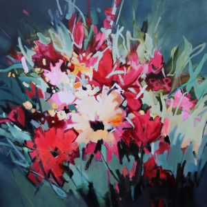Pink Perfect – original oil painting by Sara Paxton, 92x92cm