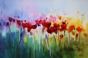 Poppy Splendour – original oil painting by Sara Paxton, 150x100cm