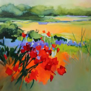 Summer Blaze – original oil painting by Sara Paxton, 106x106cm