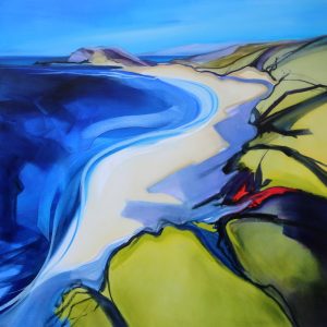 Coastal Bays – original oil painting by Sara Paxton, 122x122cm