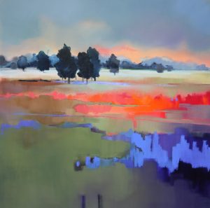 Grassland – original oil painting by Sara Paxton, 92x92cm