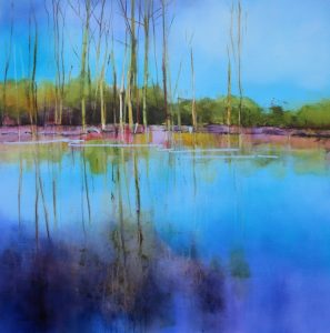 Reflected Trees – original oil painting by Sara Paxton, 106x106cm