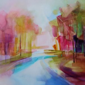 Mystic River – original oil painting by Sara Paxton, 106x106cm