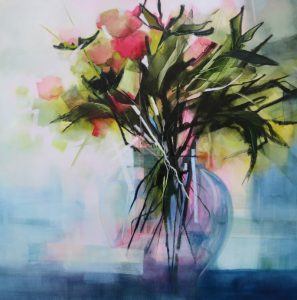 Summer Elegance – original oil painting by Sara Paxton, 106x106cm