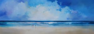 Wave Watching – original oil painting by Sara Paxton, 160x60cm