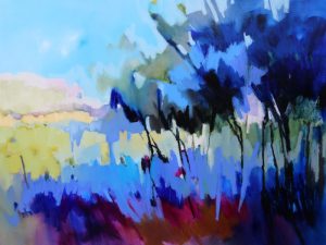 Trees in Blue – original oil painting by Sara Paxton, 120x90cm