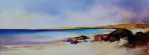 Beach Tranquility – original oil painting by Sara Paxton, 160x60cm