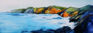 Coastal Dimension – original oil painting by Sara Paxton, 160x60cm