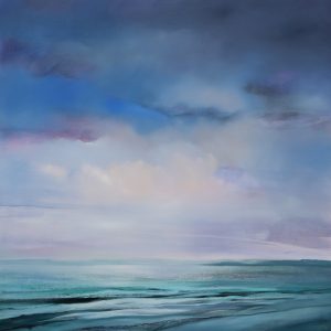 Light on the Sea – original oil painting by Sara Paxton, 92x92cm