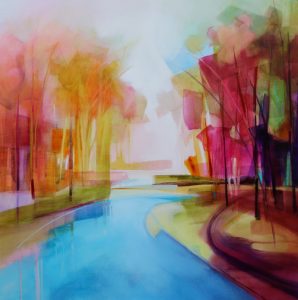 Mystic River – original oil painting by Sara Paxton, 106x106cm