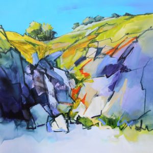 Rock Lines – original oil painting by Sara Paxton, 92x92cm