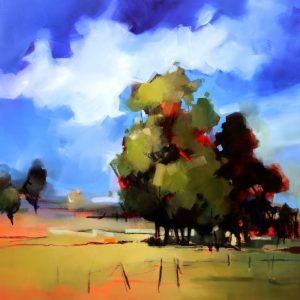 Rural – original oil painting by Sara Paxton, 92x92cm
