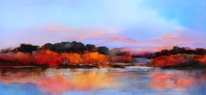 Evening Glow – original oil painting by Sara Paxton, 180x85cm
