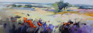 Patterns in Landscape – original oil painting by Sara Paxton, 160x60cm