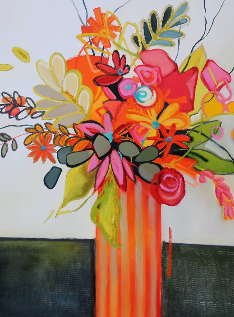 Orange Stripes – original oil painting by Sara Paxton, 90x120cm