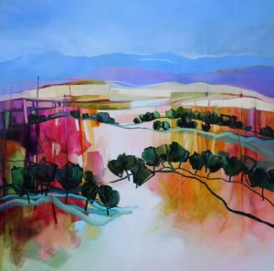 Mystic River – original oil painting by Sara Paxton, 106x106cm