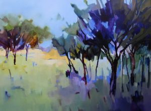 Trees in Blue – original oil painting by Sara Paxton, 120x90cm