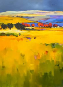 Little Red Trees – original oil painting by Sara Paxton, 90x120cm