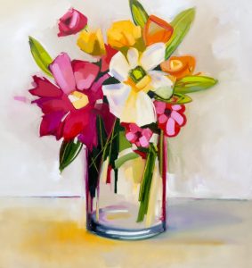 Pink Sensation – original oil painting by Sara Paxton, 92x92cm
