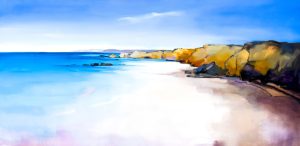 Ocean Beach – original oil painting by Sara Paxton, 152x76cm