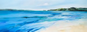 Aqua Ocean – original oil painting by Sara Paxton, 160x60cm