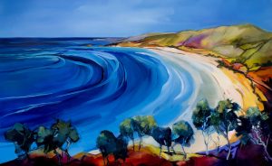 Sea Blue – original oil painting by Sara Paxton, 150x100cm