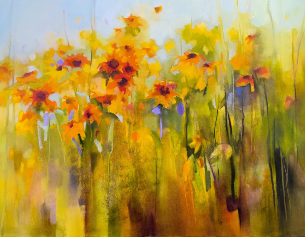 Sunflower Happiness – original oil painting by Sara Paxton, 120x90cm