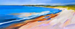 Beach Escape – original oil painting by Sara Paxton, 160x60cm