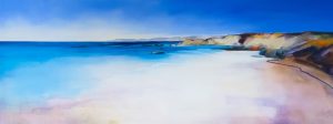 Coastal Blue – original oil painting by Sara Paxton, 160x60cm