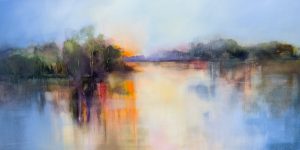 Summer Sunset – original oil painting by Sara Paxton, 152x76cm