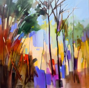 Light through the Trees – original oil painting by Sara Paxton, 106x106cm