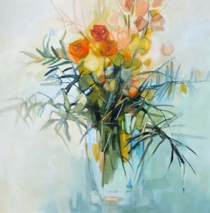 Elegant Beauty – original oil painting by Sara Paxton, 106x106cm