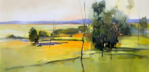 Tranquility in Landscape – original oil painting by Sara Paxton, 152x76cm
