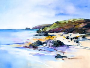 Beachscape – original oil painting by Sara Paxton, 120x90cm