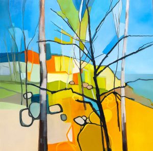 Tree Labyrinth – original oil painting by Sara Paxton, 106x106cm