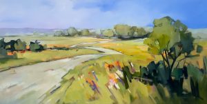 Orange Dimension – original oil painting by Sara Paxton, 180x85cm