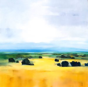Tranquil Tapestry – original oil painting by Sara Paxton, 92x92cm