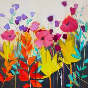 Neon – original oil painting by Sara Paxton, 106x106cm