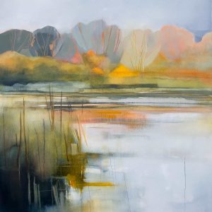 Reflected Tranquility – original oil painting by Sara Paxton, 92x92cm