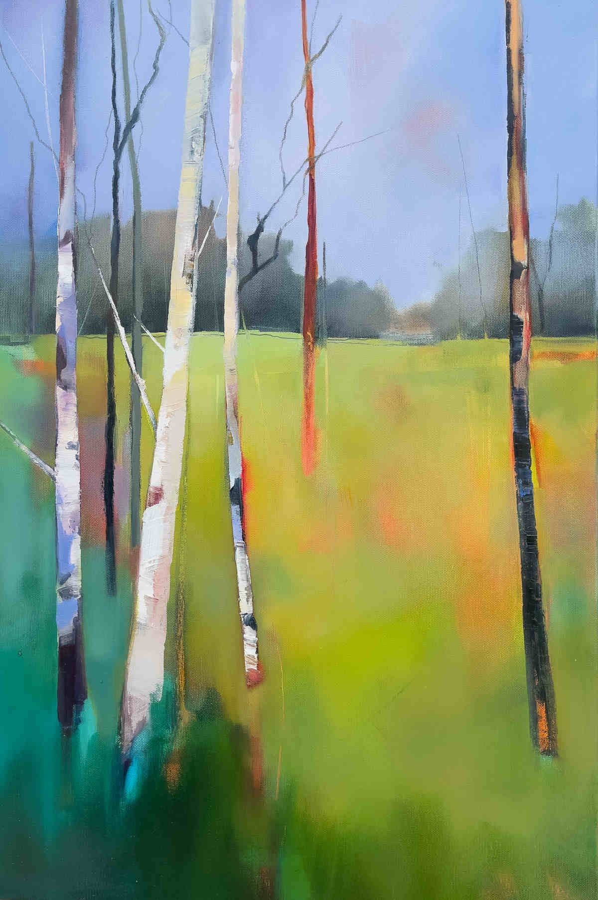 Tall Saplings – original oil painting by Sara Paxton, 51x76cm